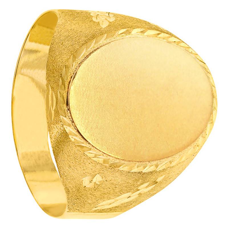 750/1000 Yellow Gold Oval Signet Ring, 14 x 18 mm - Imperium