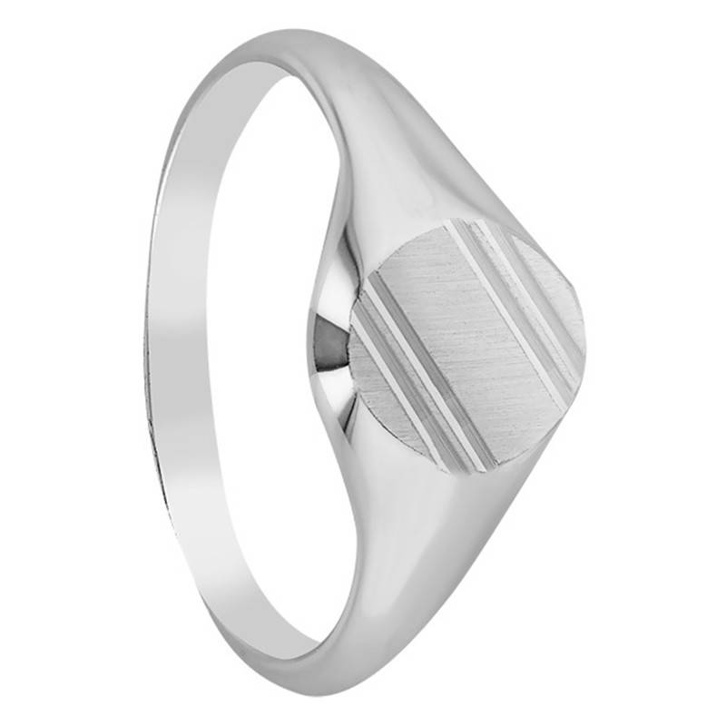 Grooved Oval Face 925 Silver Signet Ring - Imperium