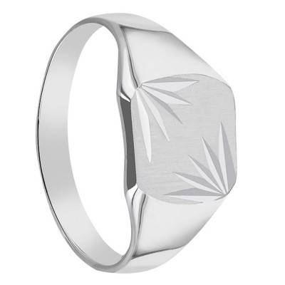 925 Silver Chiseled Star Barrel Face Signet Ring - Imperium
