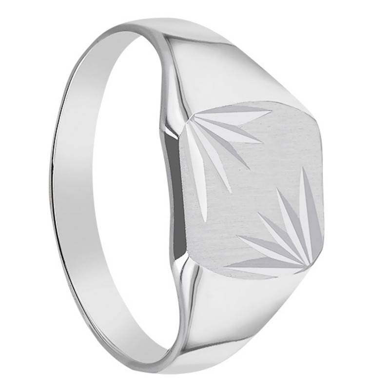 925 Silver Chiseled Star Barrel Face Signet Ring - Imperium