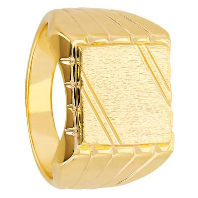 Grooved Gold-Plated Signet Ring, 12.50 x 12.50 mm - Imperium