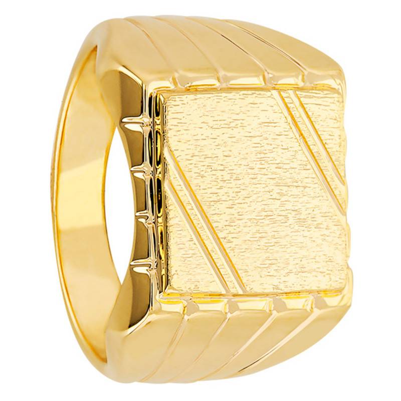 Grooved Gold-Plated Signet Ring, 12.50 x 12.50 mm - Imperium