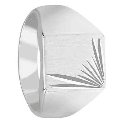 925 Silver Rectangular Face Signet Ring, 12 x 14 mm - Imperium