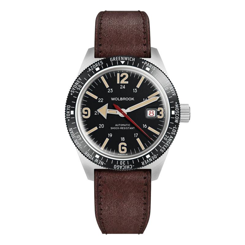 Watch Skindiver WT Automatic Bezel Black & Vintage Lum 22-SWA-023 - Wolbrook