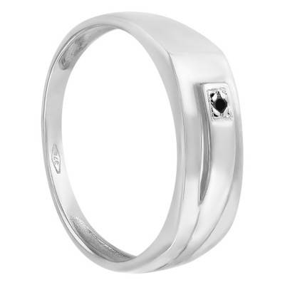 Chevalière Or Blanc 375 & diamant noir 0,025ct - Imperium