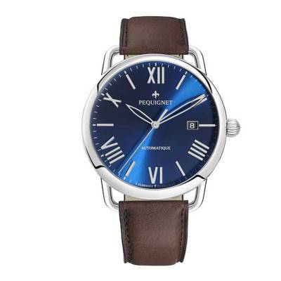 Montre Equus Origine Cadran Bleu 4755473 cuir marron - Pequignet