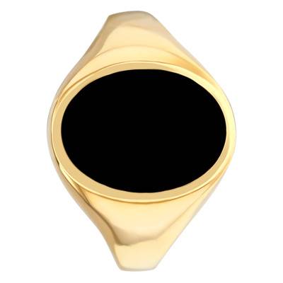 9K Yellow Gold & Onyx Signet Ring, 6 x 8 mm Face - Imperium