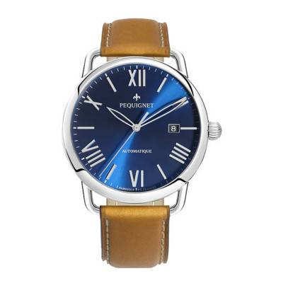 Montre Equus Origine Cadran bleu 4755473 cuir gold - Pequignet