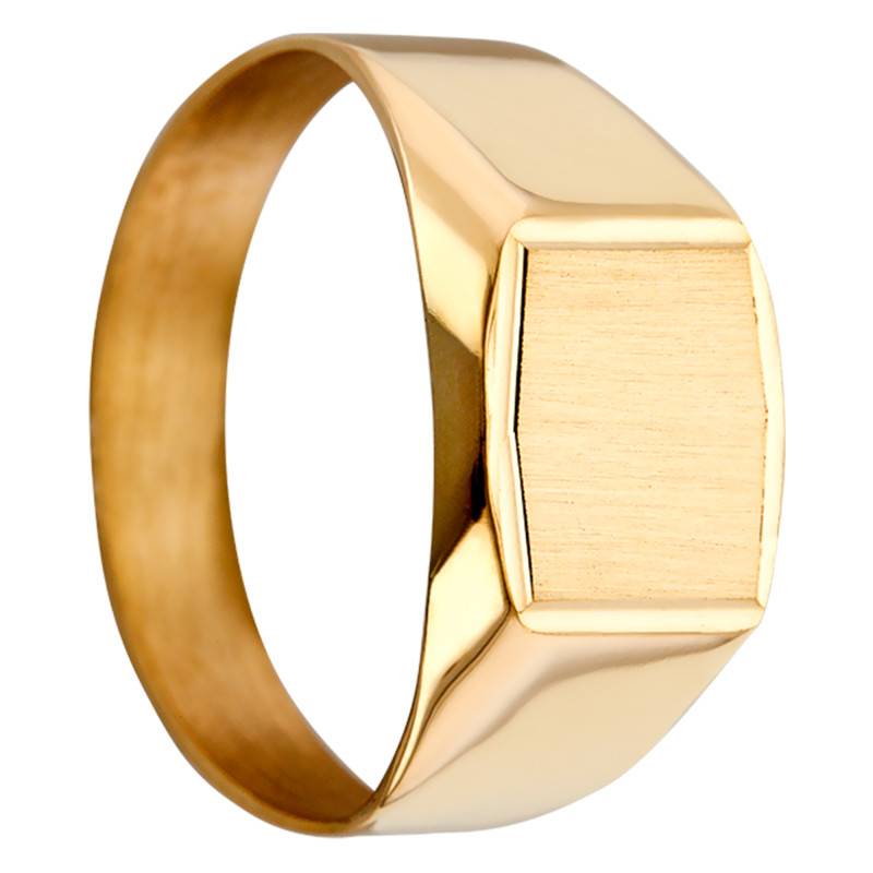 750/1000 Yellow Gold Hexagonal Signet Ring, 9 x 11 mm - Imperium