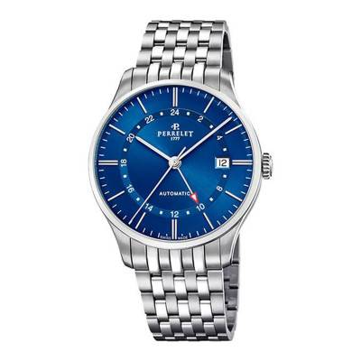 Weekend GMT Watch Steel Silver Blue A1304/4 - Perrelet