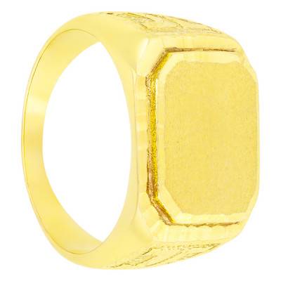 750/1000 Yellow Gold Rectangular Signet Ring with C Motif - Imperium