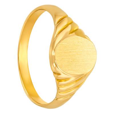 750/1000 Yellow Gold Oval Signet Ring, 7 x 8 mm - Imperium