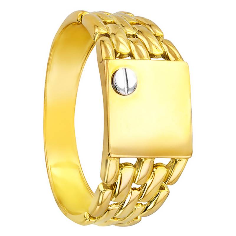 750 Yellow Gold Studded Square Signet Ring, 10 x 10 mm - Imperium
