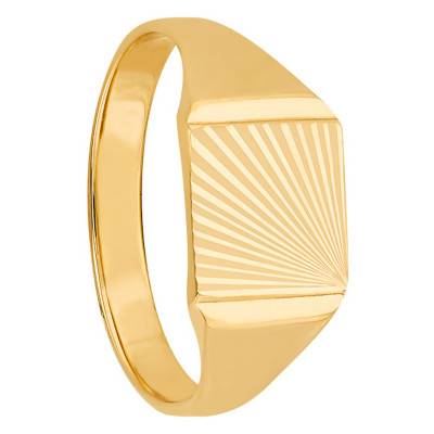 750/1000 Yellow Gold Striated Rectangular Signet Ring, 7.50 x 10 mm - Imperium