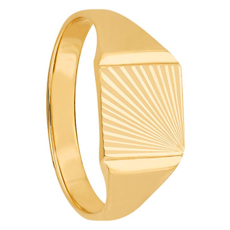 750/1000 Yellow Gold Striated Rectangular Signet Ring, 7.50 x 10 mm - Imperium