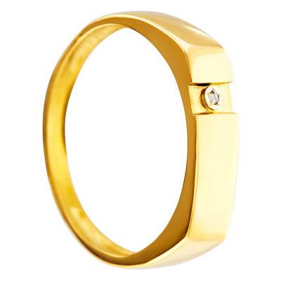 750/1000 Yellow Gold & Diamond 0.006 ct Domed Signet Ring - Imperium