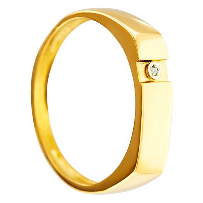 750/1000 Yellow Gold & Diamond 0.006 ct Domed Signet Ring - Imperium