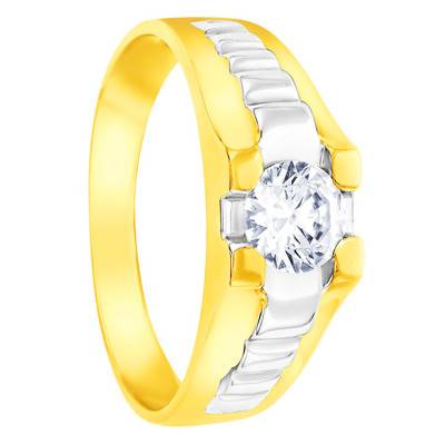 375/1000 Yellow Gold & White Cubic Zirconia Signet Ring, 7.50 x 7.50 mm - Imperium
