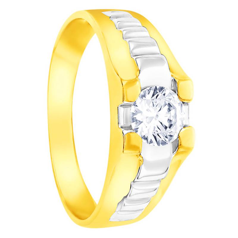 375/1000 Yellow Gold & White Cubic Zirconia Signet Ring, 7.50 x 7.50 mm - Imperium