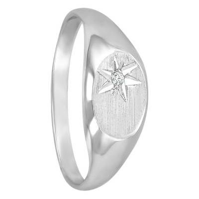 750/1000 White Gold Oval Signet Ring, 6 x 8.50 mm - Imperium