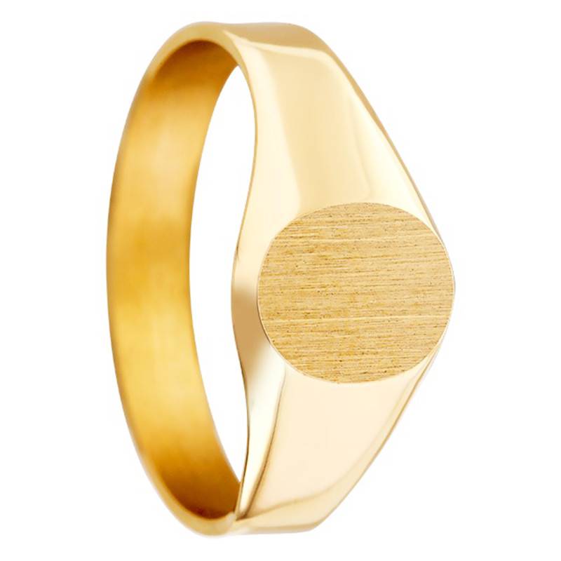 750 Yellow Gold Brushed Oval Signet Ring, 6 x 8 mm - Imperium