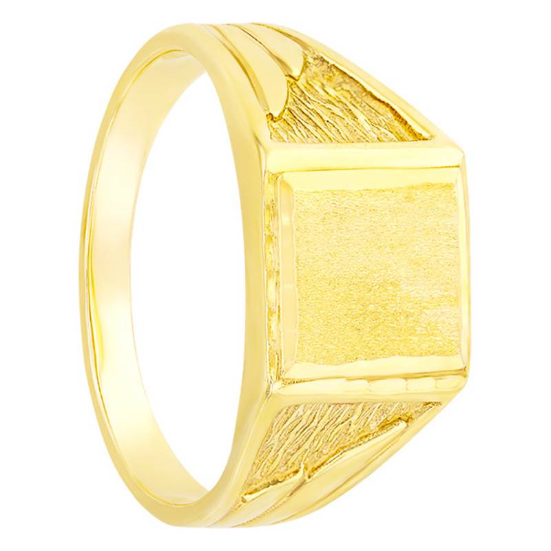Square Grooved Yellow Gold Signet Ring - Imperium