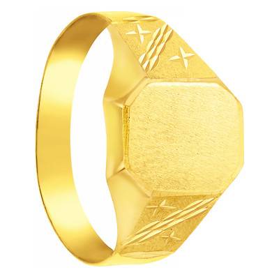 750/1000 Yellow Gold Octagonal Signet Ring, 8 x 9 mm - Imperium