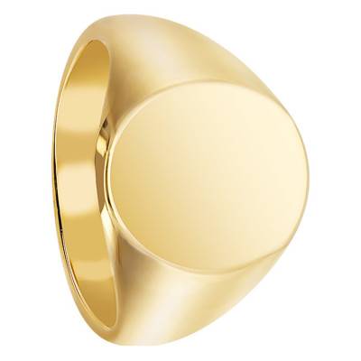 Yellow Gold-Plated Oval Signet Ring, 12 x 13.50 mm - Imperium