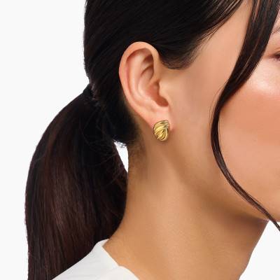 Boucles d'oreilles Bold Elegance Torsadées en Plaqué Or Jaune - H2327-413-39 - Thomas Sabo
