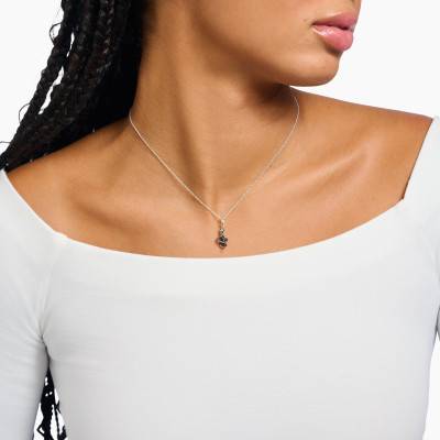 Thomas Sabo 925 Silver & Black Zirconium Oxide Enamel Tempting Romance Snake Necklace, Length 40 cm to 45 cm, Width 1 mm - K - Thomas Sabo