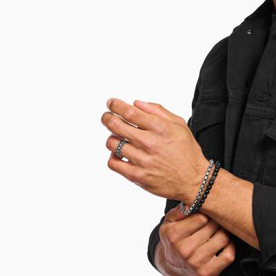 Bague Rebel Gourmette en Argent 925 & Zircones Noires - TR2501-643-11 - Thomas Sabo