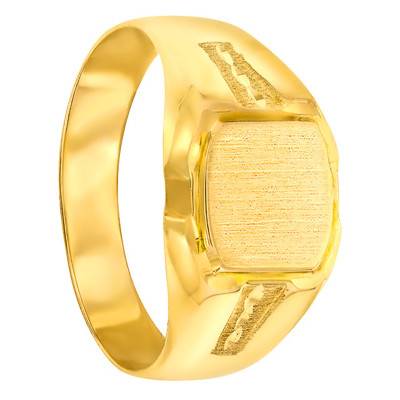 375/1000 Yellow Gold Rectangular Signet Ring, 7.50 x 8 mm - Imperium