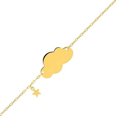 Cloud & Star 375/1000 Yellow Gold Baby ID Bracelet, 14 cm - Bambins