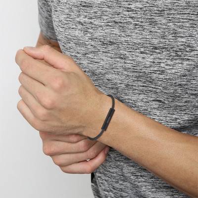 Bracelet Alek Torsadé Acier Noir 1580389, Longueur 18 cm à 19,5 cm - Boss