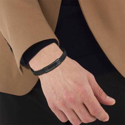 Alen Black Stainless Steel Bracelet, 18 to 19.50 cm - 1580612 - Boss