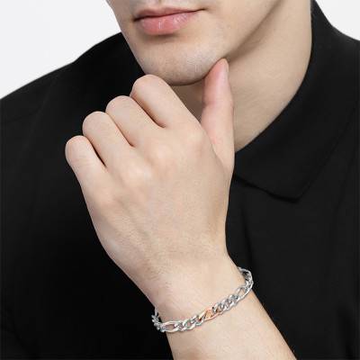 Two-Tone Stainless Steel Rian Curb Chain Bracelet, Length 17.50 cm or 19 cm - Boss