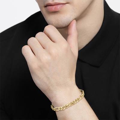 Gold-Tone Steel Curb Chain Bracelet, Length 17.50 cm or 19 cm - Boss