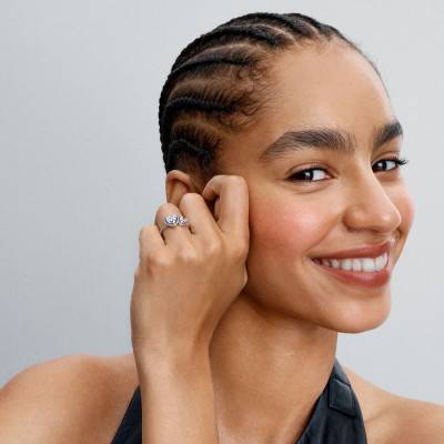 925 Silver Sparkling Halo Hearts Ring - Pandora