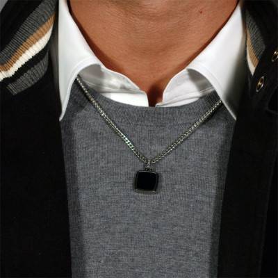 Odell Black Onyx & Steel Necklace, Length 56 cm - 1580648 - Boss