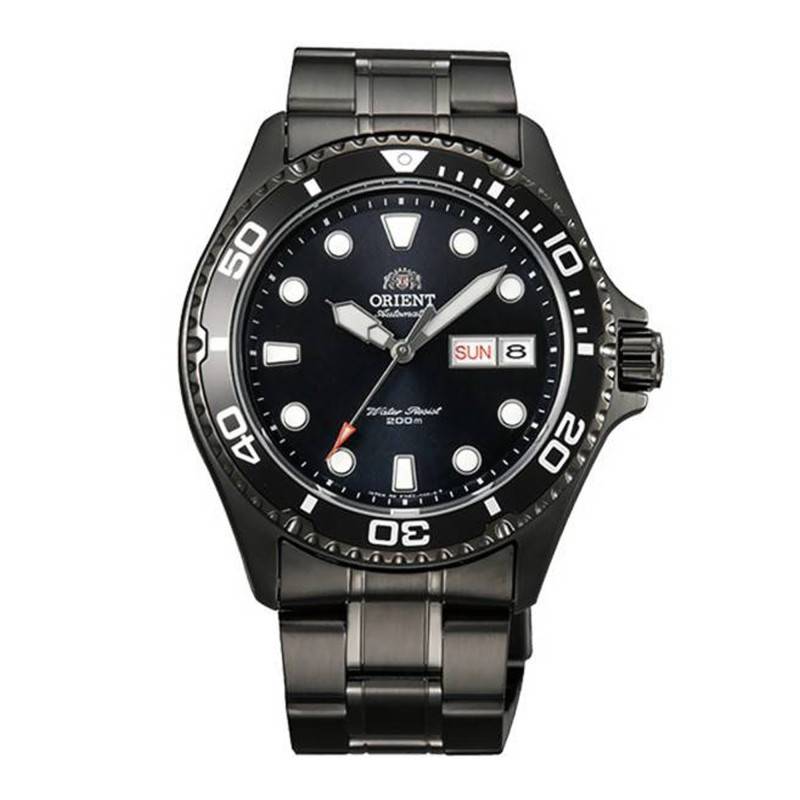 Black Steel Black Dial Ray II Watch AA02003B - Orient