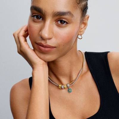 Collier Fermoir Clouté & Chaîne en Argent 925, Longueur 45 cm - Pandora