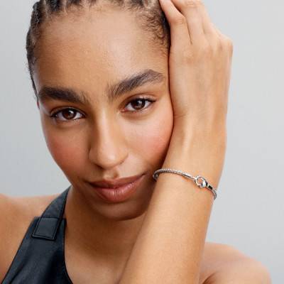 Bracelet Fermoir Clouté & Chaîne Argent 925, Longueurs 16 à 23 cm - Pandora