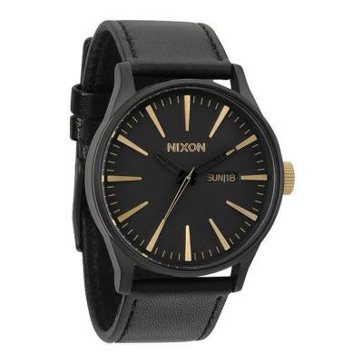Montre Sentry Leather Matte Black/Gold A105-1041 - NIXON