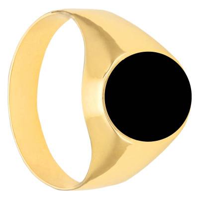 Chevalière Ovale Onyx Noir 12x10 mm en Or Jaune 750 - Imperium