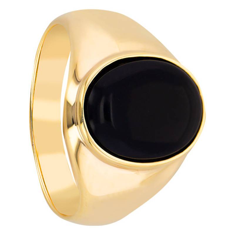 Yellow Gold-Plated & Black Onyx Signet Ring, 11.50 x 14 mm - Imperium