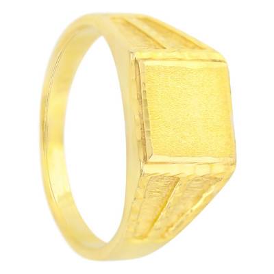 750/1000 Yellow Gold Chiseled Grooved Signet Ring - Imperium