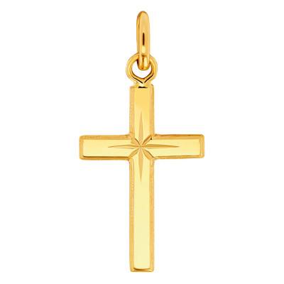 Yellow Gold Star Cross, 375 or 750, 12 x 18 mm - Emanessence