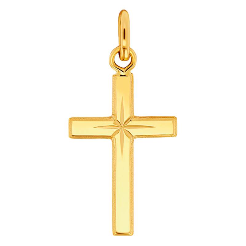 Yellow Gold Star Cross, 375 or 750, 12 x 18 mm - Emanessence