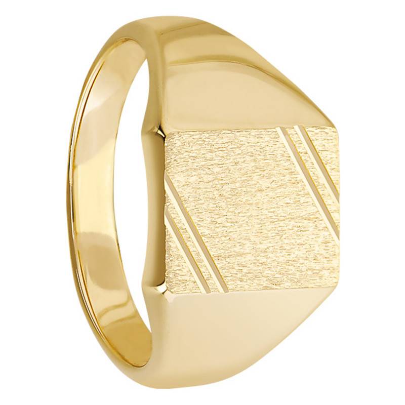 Yellow Gold-Plated Rectangular Signet Ring, 10 x 11 mm - Imperium