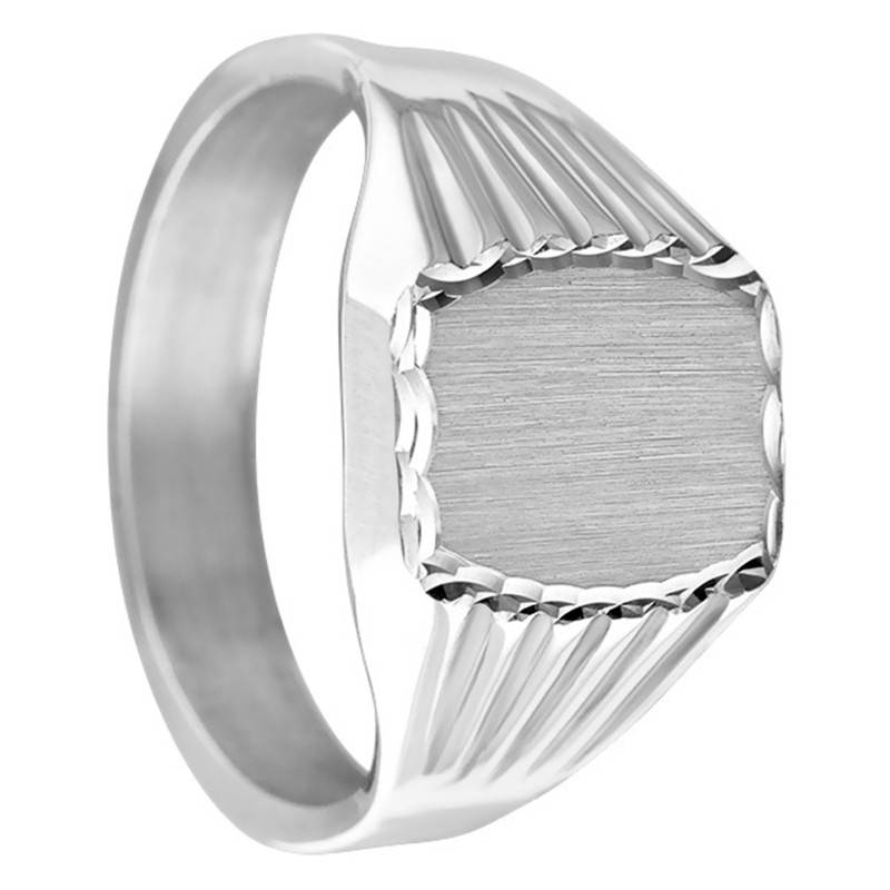 925 Silver Ribbed Signet Ring, 9 x 13 mm - Imperium